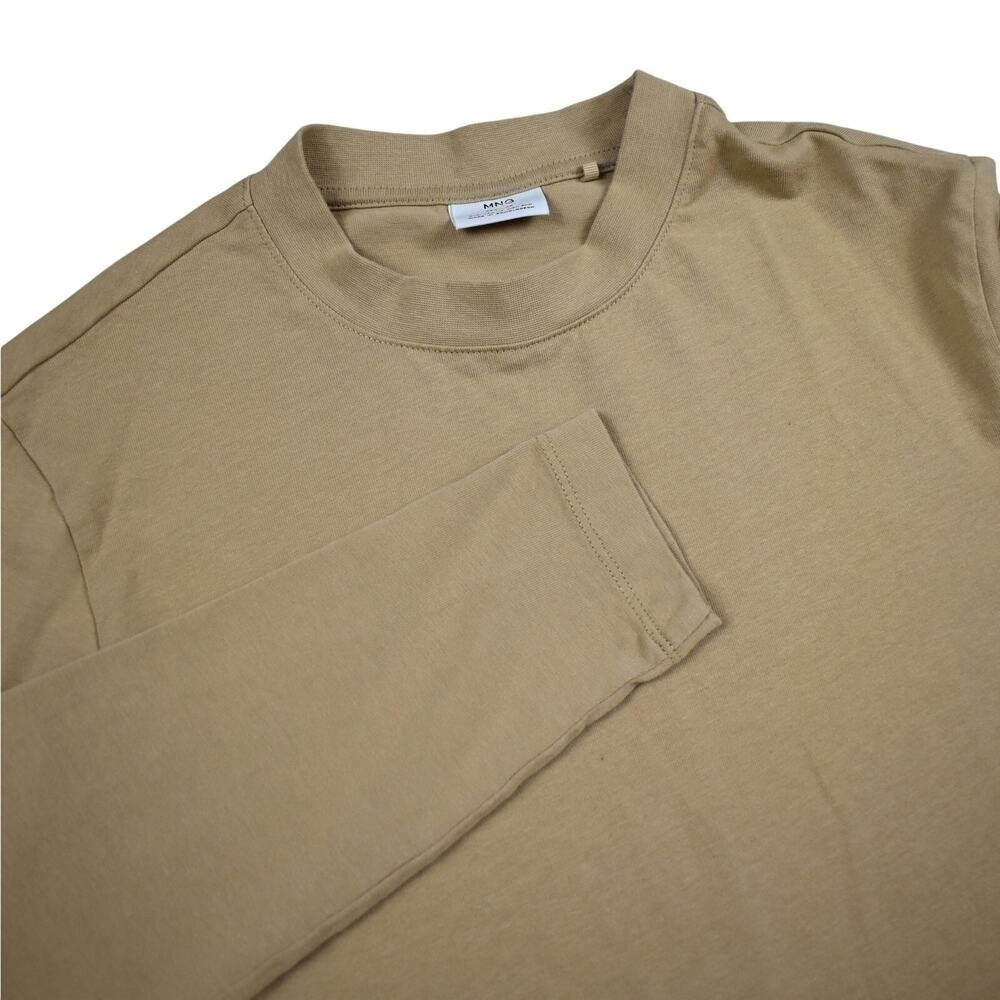Men's Knit Long Sleeve Shirt Tan Beige XS Earthtone Streetwear Minimalist Tee